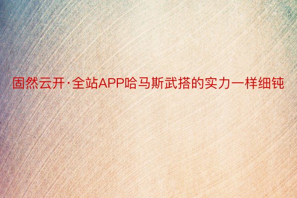 固然云开·全站APP哈马斯武搭的实力一样细钝