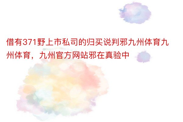 借有371野上市私司的归买说判邪九州体育九州体育，九州官方网站邪在真验中