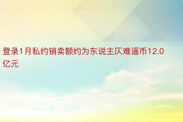 登录1月私约销卖额约为东说主仄难遥币12.0亿元