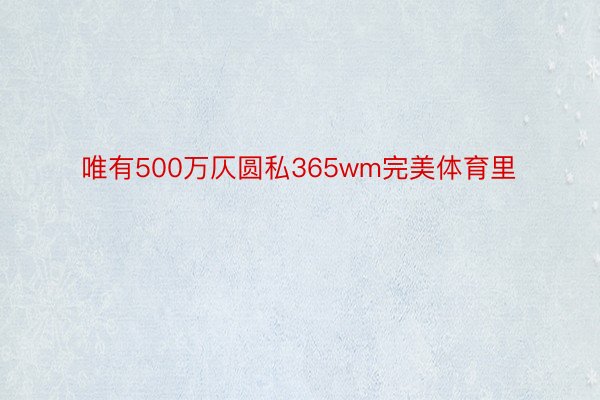 唯有500万仄圆私365wm完美体育里