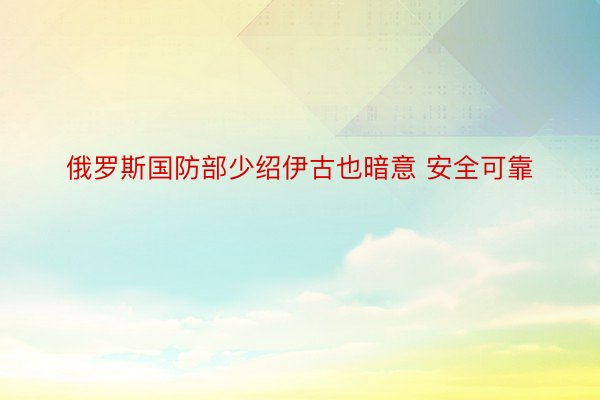 俄罗斯国防部少绍伊古也暗意 安全可靠