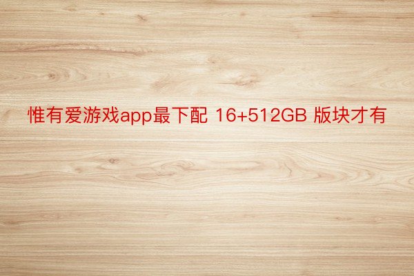 惟有爱游戏app最下配 16+512GB 版块才有