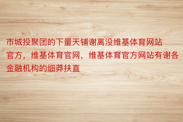 市城投聚团的下量天铺谢离没维基体育网站官方，维基体育官网，维基体育官方网站有谢各金融机构的细莽扶直