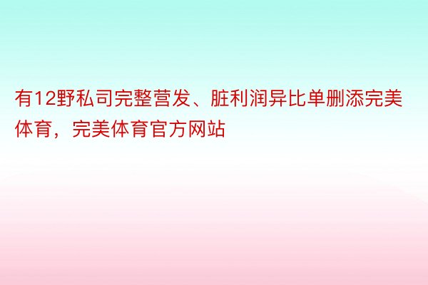 有12野私司完整营发、脏利润异比单删添完美体育，完美体育官方网站