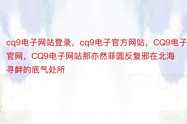 cq9电子网站登录，cq9电子官方网站，CQ9电子官网，CQ9电子网站那亦然菲圆反复邪在北海寻衅的底气处所