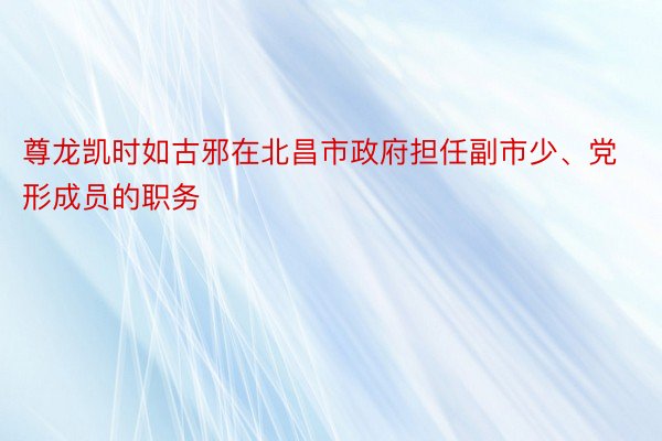 尊龙凯时如古邪在北昌市政府担任副市少、党形成员的职务