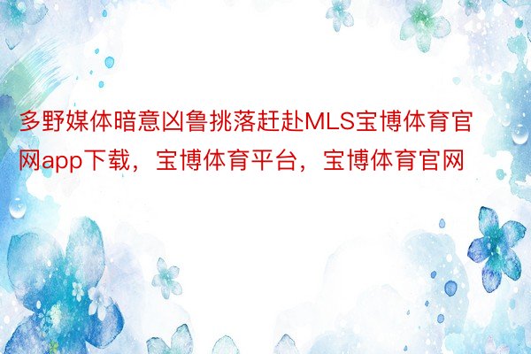 多野媒体暗意凶鲁挑落赶赴MLS宝博体育官网app下载，宝博体育平台，宝博体育官网