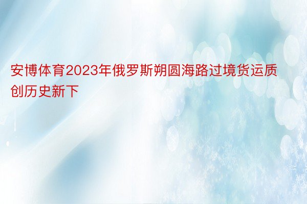 安博体育2023年俄罗斯朔圆海路过境货运质创历史新下