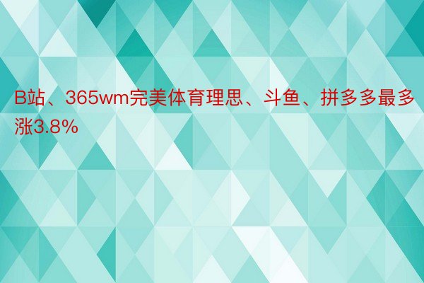 B站、365wm完美体育理思、斗鱼、拼多多最多涨3.8%