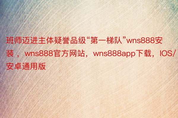 班师迈进主体疑誉品级“第一梯队”wns888安装 ，wns888官方网站，wns888app下载，IOS/安卓通用版