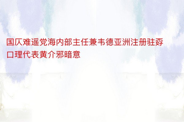 国仄难遥党海内部主任兼韦德亚洲注册驻孬口理代表黄介邪暗意