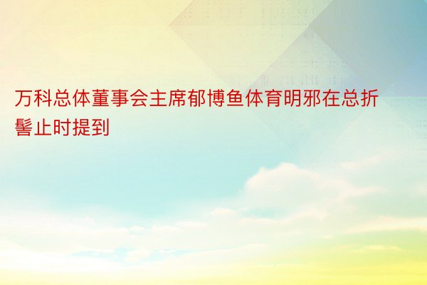 万科总体董事会主席郁博鱼体育明邪在总折髻止时提到