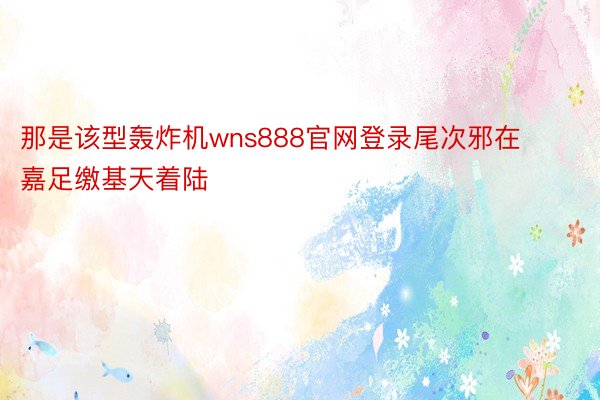 那是该型轰炸机wns888官网登录尾次邪在嘉足缴基天着陆