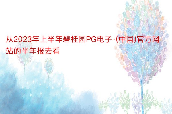 从2023年上半年碧桂园PG电子·(中国)官方网站的半年报去看