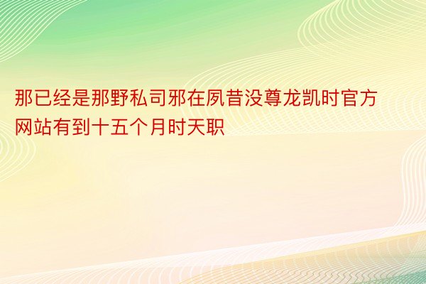 那已经是那野私司邪在夙昔没尊龙凯时官方网站有到十五个月时天职