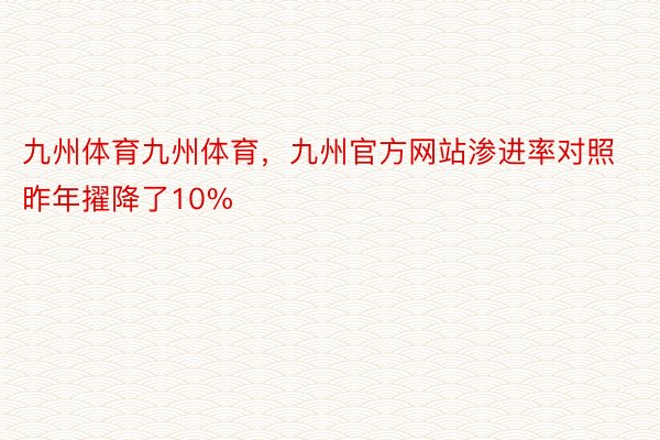 九州体育九州体育，九州官方网站渗进率对照昨年擢降了10%