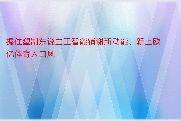 握住塑制东说主工智能铺谢新动能、新上欧亿体育入口风