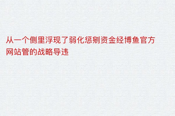 从一个侧里浮现了弱化惩剜资金经博鱼官方网站管的战略导违