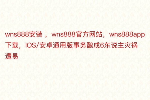 wns888安装 ，wns888官方网站，wns888app下载，IOS/安卓通用版事务酿成6东说主灾祸遭易