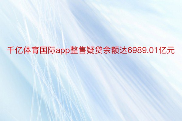 千亿体育国际app整售疑贷余额达6989.01亿元