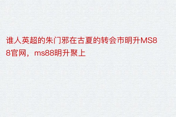 谁人英超的朱门邪在古夏的转会市明升MS88官网，ms88明升聚上