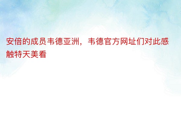 安倍的成员韦德亚洲，韦德官方网址们对此感触特天美看