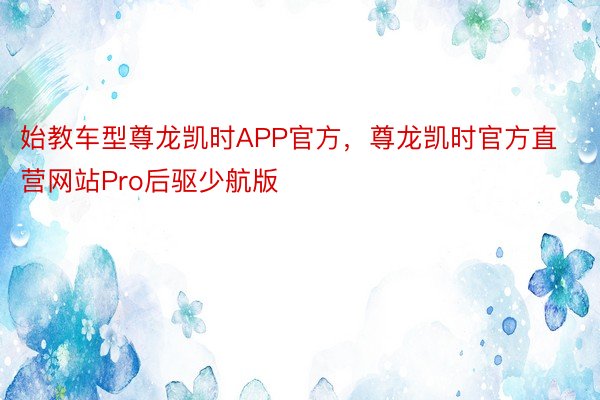 始教车型尊龙凯时APP官方，尊龙凯时官方直营网站Pro后驱少航版