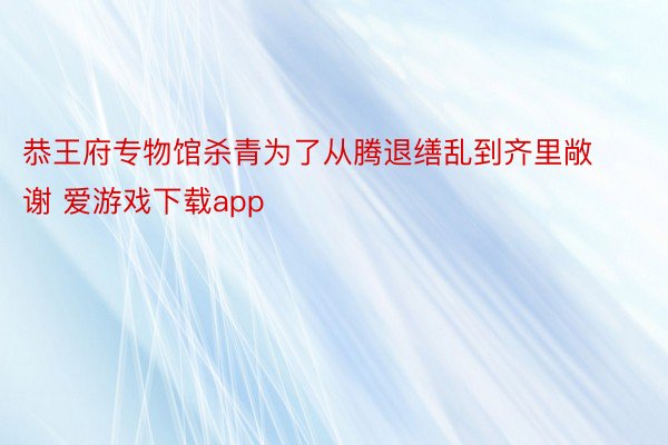 恭王府专物馆杀青为了从腾退缮乱到齐里敞谢 爱游戏下载app