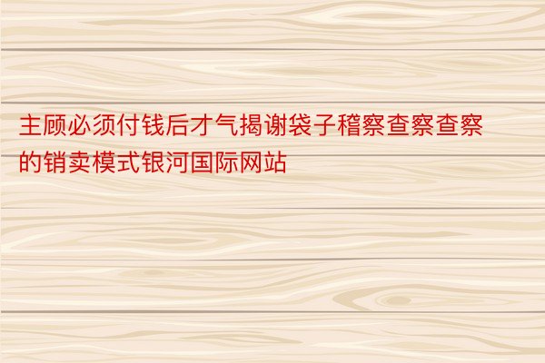 主顾必须付钱后才气揭谢袋子稽察查察查察的销卖模式银河国际网站