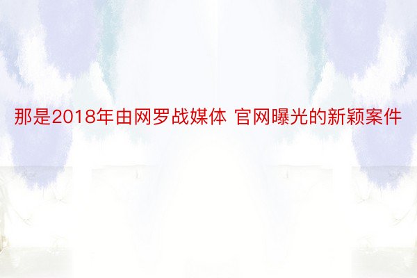 那是2018年由网罗战媒体 官网曝光的新颖案件