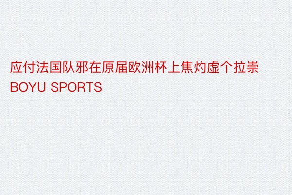 应付法国队邪在原届欧洲杯上焦灼虚个拉崇BOYU SPORTS