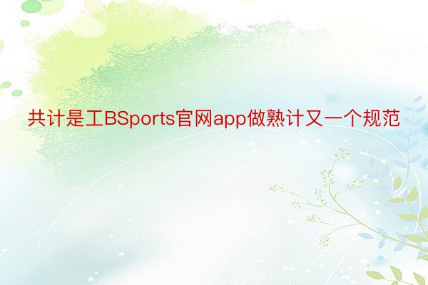 共计是工BSports官网app做熟计又一个规范