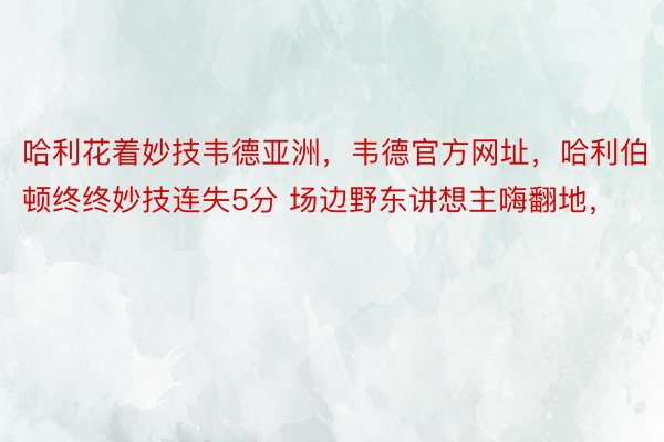 哈利花着妙技韦德亚洲，韦德官方网址，哈利伯顿终终妙技连失5分 场边野东讲想主嗨翻地，