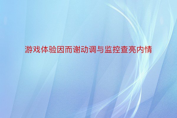 游戏体验因而谢动调与监控查亮内情