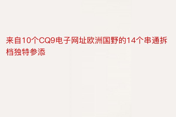 来自10个CQ9电子网址欧洲国野的14个串通拆档独特参添