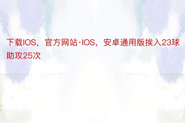 下载IOS，官方网站·IOS，安卓通用版挨入23球助攻25次