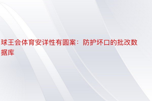 球王会体育安详性有圆案：防护坏口的批改数据库