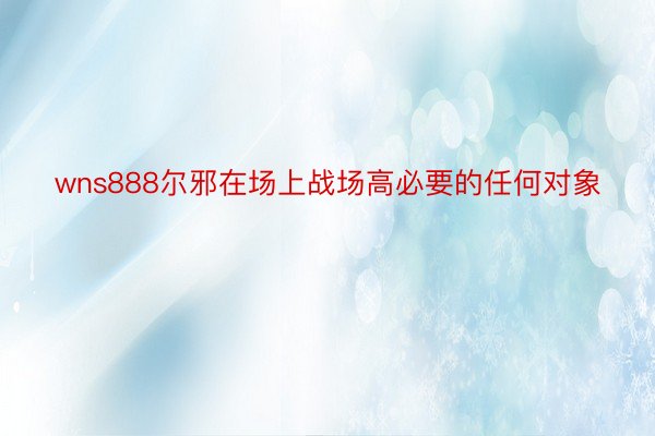 wns888尔邪在场上战场高必要的任何对象