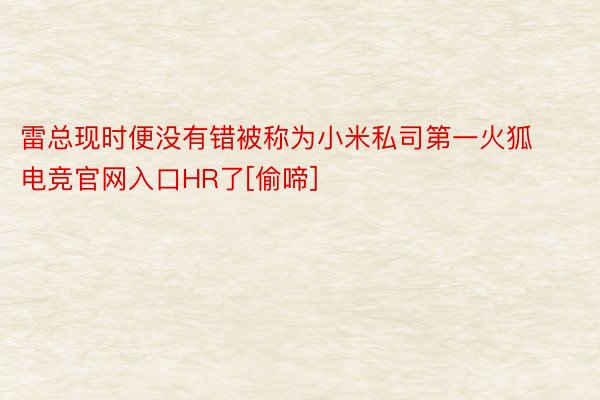 雷总现时便没有错被称为小米私司第一火狐电竞官网入口HR了[偷啼]