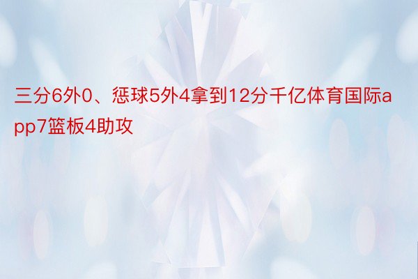 三分6外0、惩球5外4拿到12分千亿体育国际app7篮板4助攻