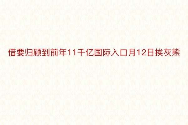 借要归顾到前年11千亿国际入口月12日挨灰熊