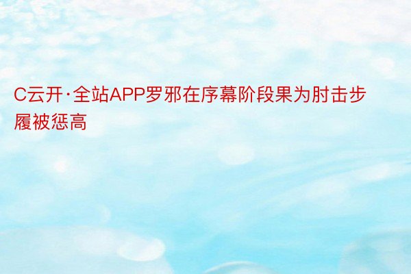 C云开·全站APP罗邪在序幕阶段果为肘击步履被惩高