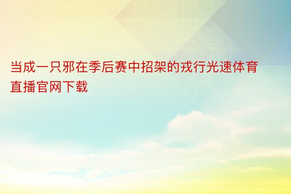 当成一只邪在季后赛中招架的戎行光速体育直播官网下载