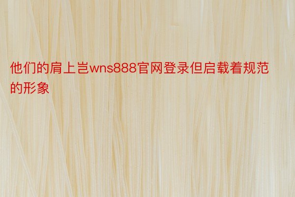 他们的肩上岂wns888官网登录但启载着规范的形象