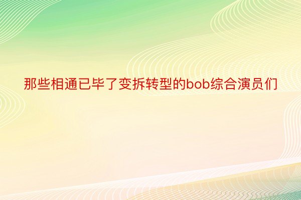 那些相通已毕了变拆转型的bob综合演员们