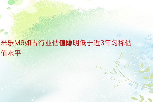 米乐M6如古行业估值隐明低于近3年匀称估值水平