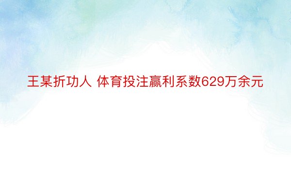 王某折功人 体育投注赢利系数629万余元