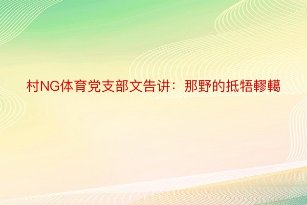 村NG体育党支部文告讲：那野的抵牾轇轕