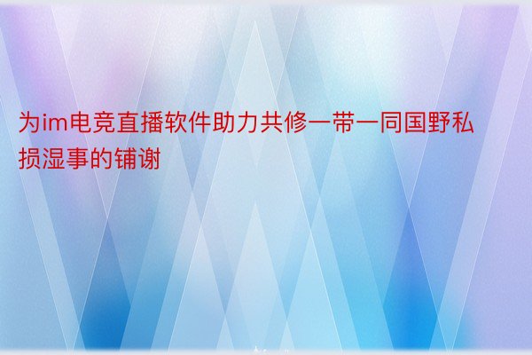 为im电竞直播软件助力共修一带一同国野私损湿事的铺谢