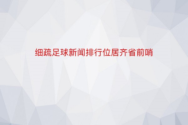 细疏足球新闻排行位居齐省前哨